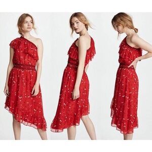 NWOT Joie Hafsa Silk One Shoulder Asymmetrical Midi Dress